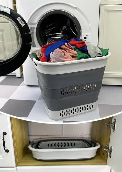 Foldable Laundry Basket, 40L Pop-Up Acrylic Hamper, Space-Saving Portable Storage Container in Grey for Home and Travel - product view 4