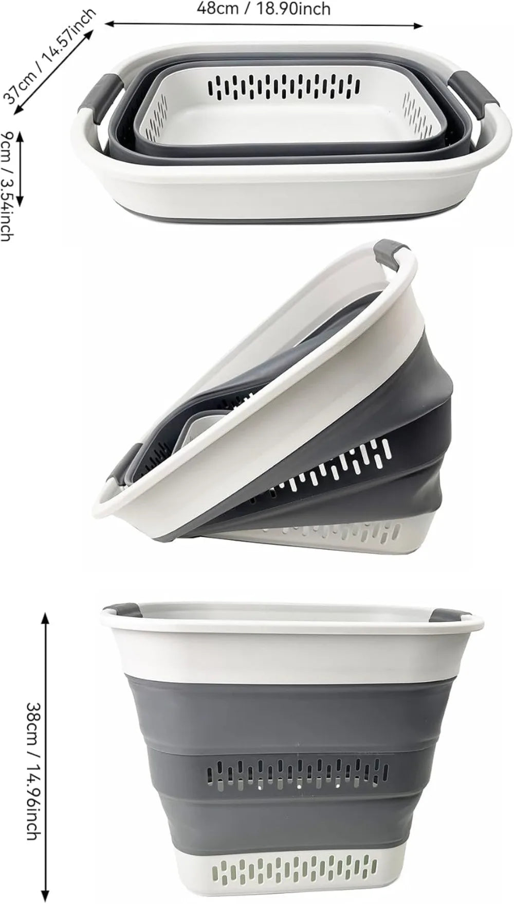 Foldable Laundry Basket, 40L Pop-Up Acrylic Hamper, Space-Saving Portable Storage Container in Grey for Home and Travel - product view 6