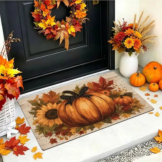 Halloween Ghost Dog Pumpkin Doormat, Printed Non-Slip Polyester Entry Rug, Fade-Resistant Porch Mat in 3 Sizes - product view 1