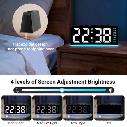 Mini Digital Alarm Clock, Blue Backlight, Adjustable Brightness, Calendar and Temperature Display, USB 5V Desktop Nightstand Clock - product view 5
