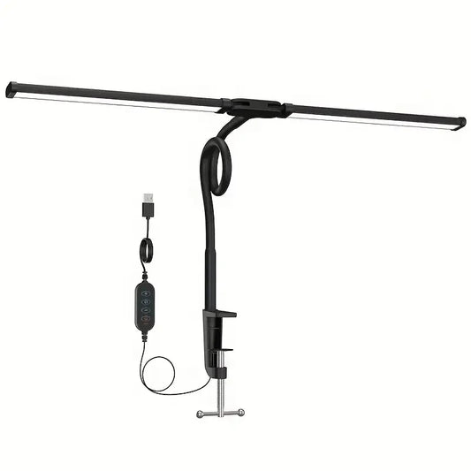 Dual-Head LED Desk Lamp, Clamp Mount, 30 Modes, 10 Brightness Levels, 3 Color Temperatures, USB 5V - product view 1