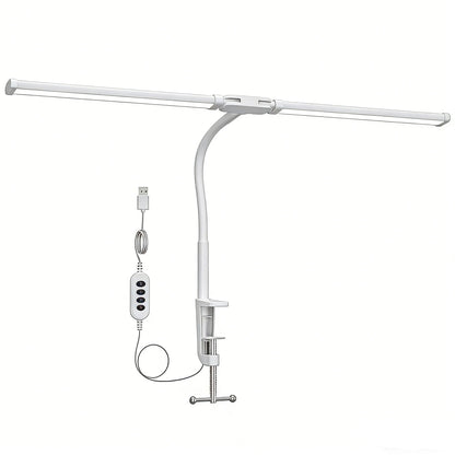 Dual-Head LED Desk Lamp, Clamp Mount, 30 Modes, 10 Brightness Levels, 3 Color Temperatures, USB 5V - product view 2