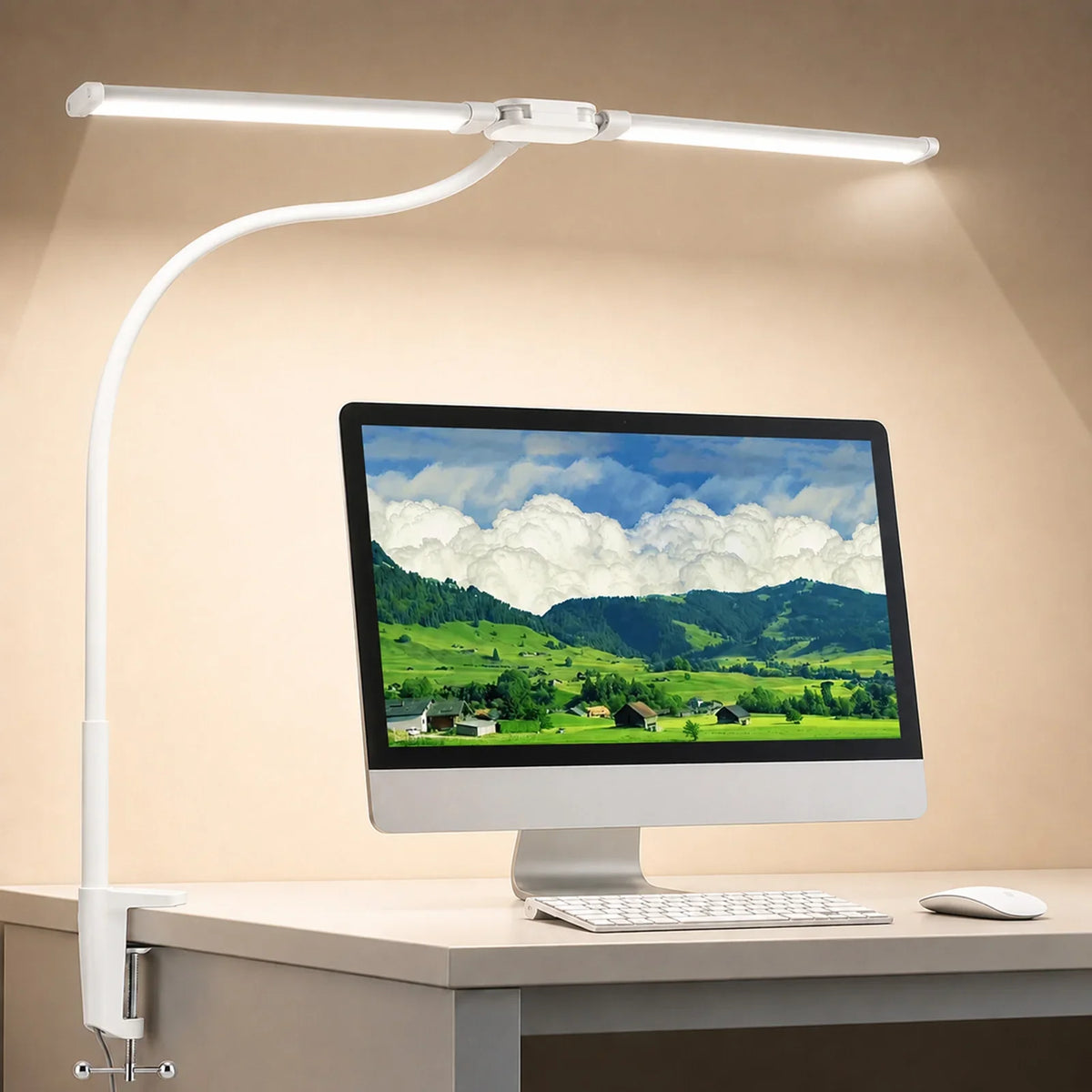 Dual-Head LED Desk Lamp, Clamp Mount, 30 Modes, 10 Brightness Levels, 3 Color Temperatures, USB 5V - product view 4