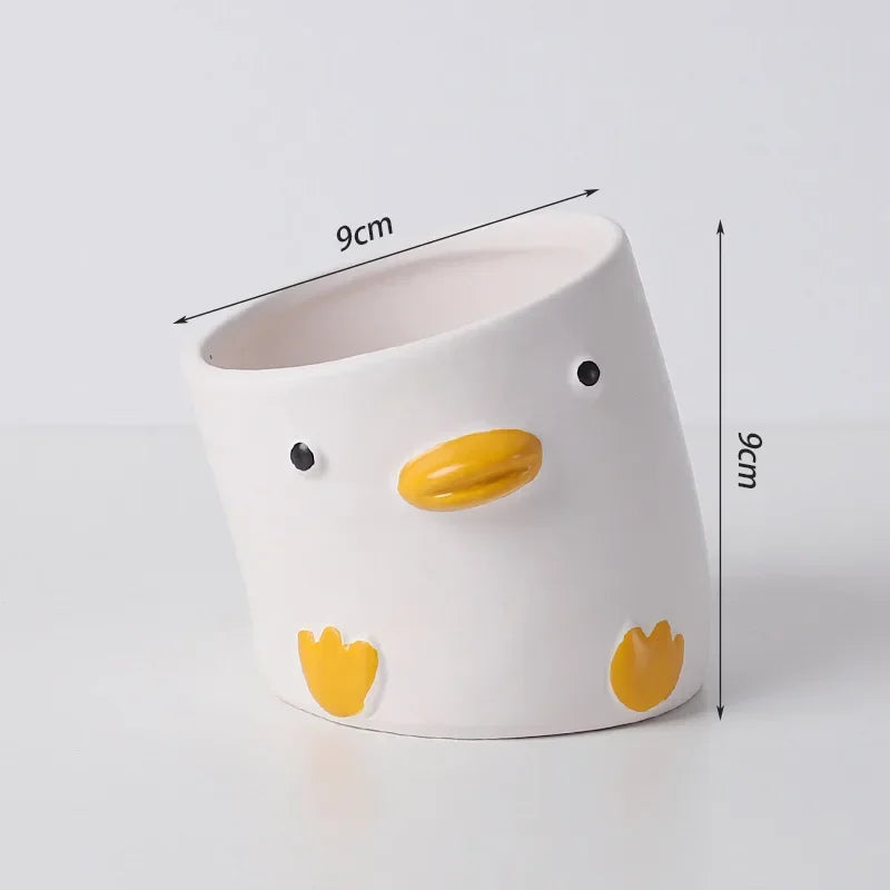 Ceramic Animal Planter, Cute Porcelain Succulent Pot for Cacti and Desktop or Balcony Home Décor, 9 cm, Giant Option - product view 1