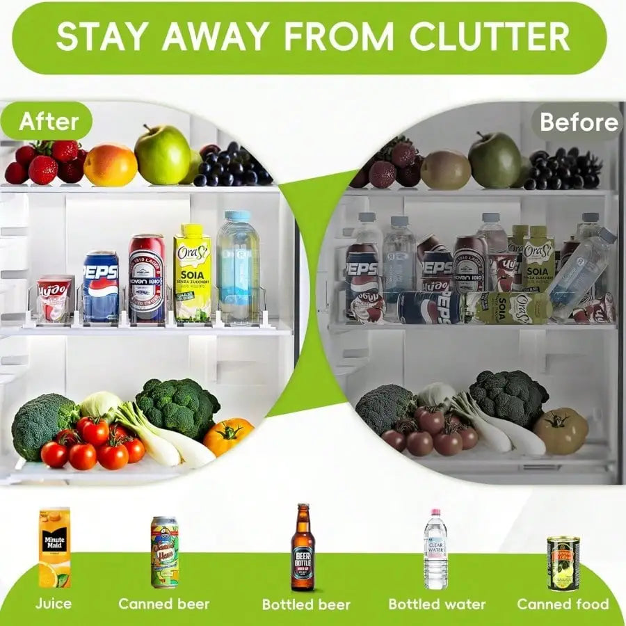 Refrigerator Can Organizer, 5-Row Self-Pushing Soda Dispenser with Adjustable Width for Fridge and Pantry - product view 5