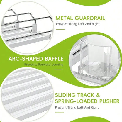 Refrigerator Can Organizer, 5-Row Self-Pushing Soda Dispenser with Adjustable Width for Fridge and Pantry - product view 6