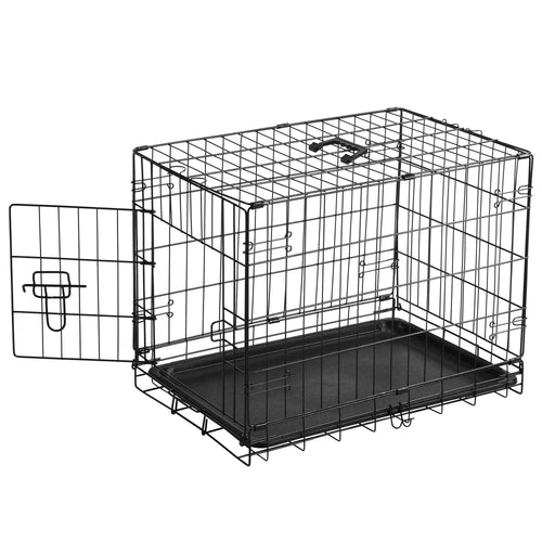 30-Inch Folding Metal Wire Dog Crate, Single Door with Leak-Proof Tray, Divider Plate and Carrying Handle - product view 1