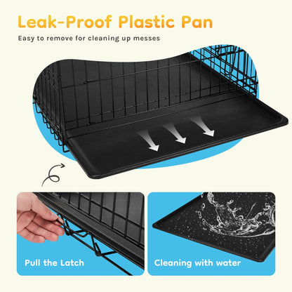 30-Inch Folding Metal Wire Dog Crate, Single Door with Leak-Proof Tray, Divider Plate and Carrying Handle - product view 4