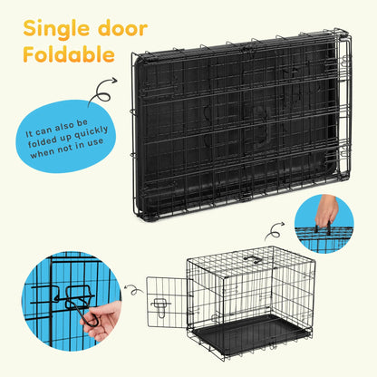 30-Inch Folding Metal Wire Dog Crate, Single Door with Leak-Proof Tray, Divider Plate and Carrying Handle - product view 5