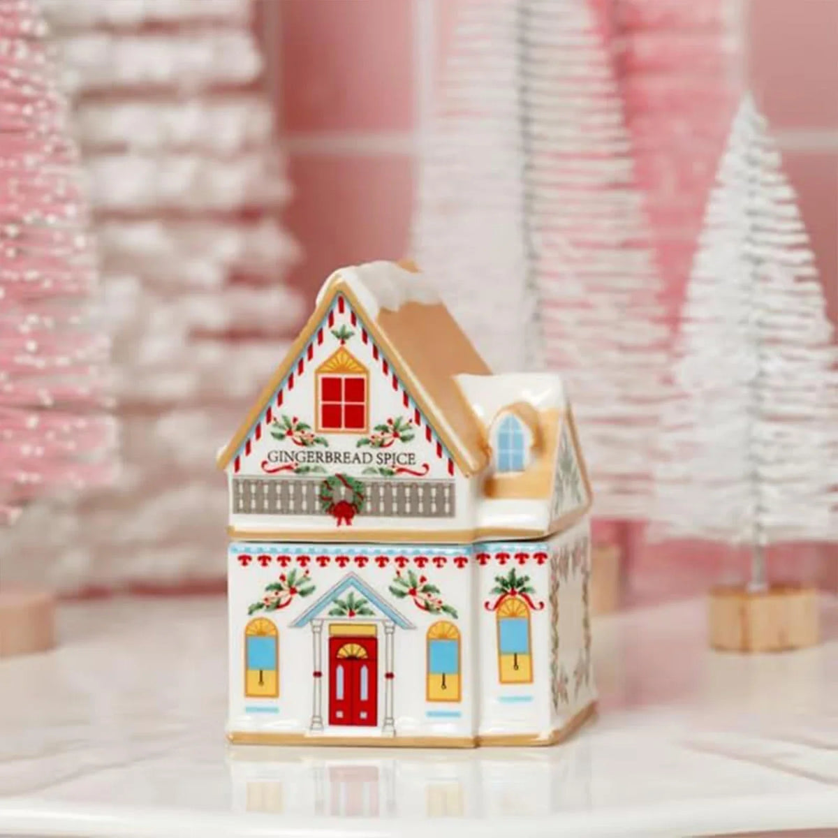 6-Piece Christmas Village Spice House Set, Mini Ornament Storage Boxes, Bamboo Holiday Kitchen Decor - product view 6