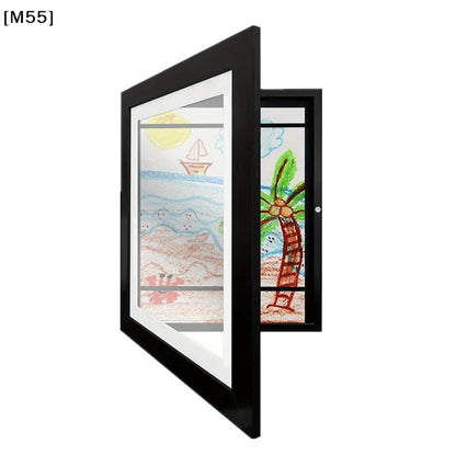 A4 Children’s Art Frame, Black Wooden and Acrylic Flip-Open Artwork Display with Elastic Band for Wall Décor - product view 1