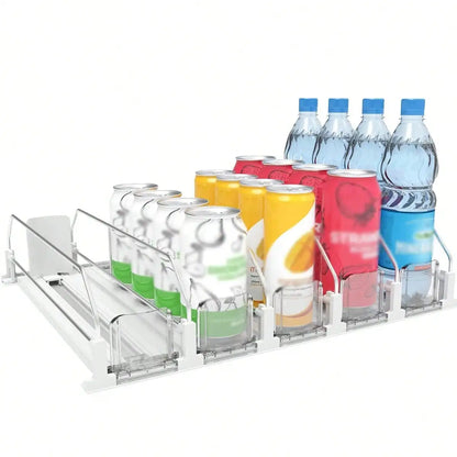 Refrigerator Can Organizer, Spring-Loaded Pusher Beverage Rack with Plastic Holder and 310 mm Options, 3 to 5 Sets for Pantry - product view 6