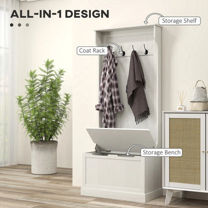 Entryway Hall Tree with Bench, Coat Hooks and Shoe Storage, MDF Wood Frame, Modern Home Organizer for Hallway or Mudroom - product view 4