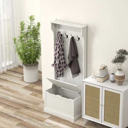 Entryway Hall Tree with Bench, Coat Hooks and Shoe Storage, MDF Wood Frame, Modern Home Organizer for Hallway or Mudroom - product view 6