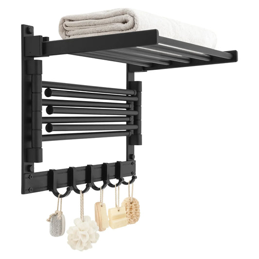Foldable 7 Rod Towel Rack with 5 Hooks, wall mounted towel rack product view 1