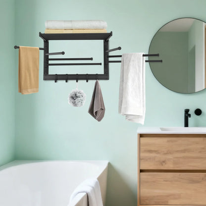 Foldable 7 Rod Towel Rack with 5 Hooks, wall mounted towel rack product view 5