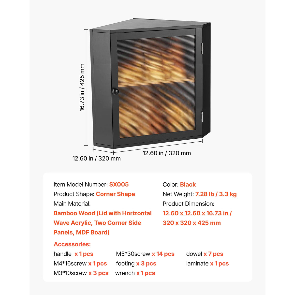 Corner Bread Box, Double-Layer Bamboo Storage Container with Adjustable Divider and Acrylic Wavy Door - product view 1