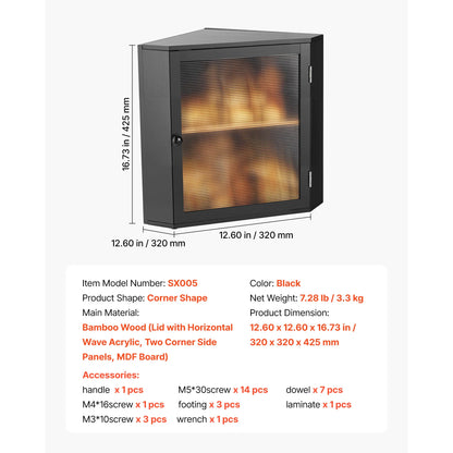 Corner Bread Box, Double-Layer Bamboo Storage Container with Adjustable Divider and Acrylic Wavy Door - product view 1
