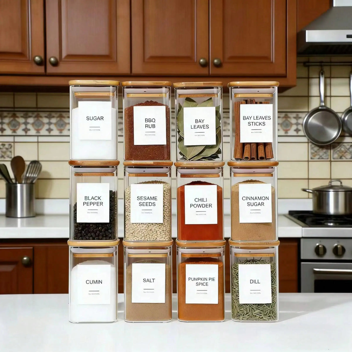 12-Pack Food Storage Containers, Transparent Square or Round Options for Spice, Flour, Sugar and Pantry Storage - product view 3