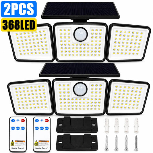 368LED Solar Outdoor Floodlight, Triple-Head Motion Sensor Security Light with Remote Control for Porch, Patio and Garden - product view 1