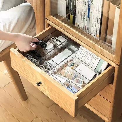 8-Grid Cable Storage Box, Transparent PP Desktop Organizer with Cover, Compact Charger and Accessory Holder - product view 3