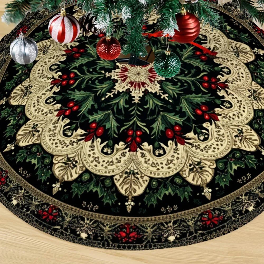 Christmas Tree Skirt, Cloth Mandala Tree Base Mat, Reusable Holiday Floor Decor with Seven Diameter Options - product view 5