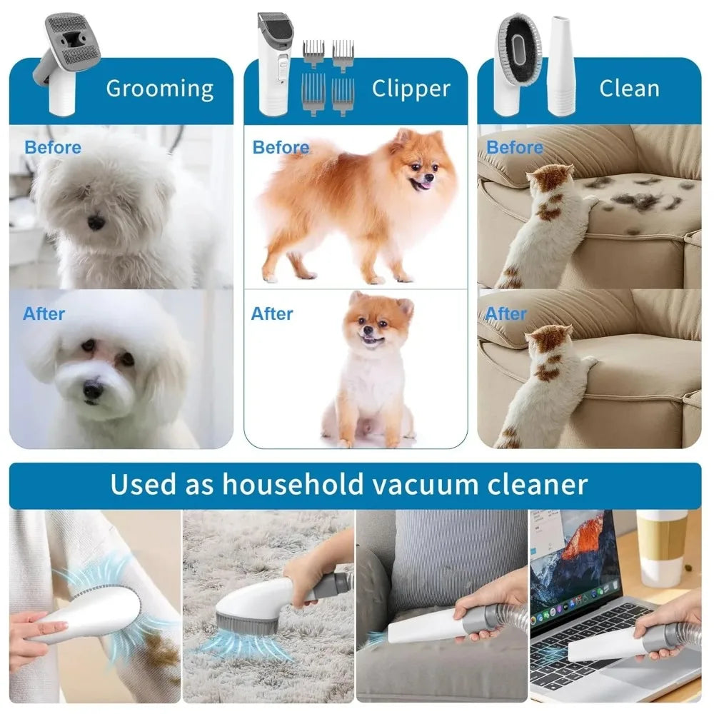 Dog Grooming Vacuum Kit, 16000 Pa Pet Hair Suction, 4 Tools, 4 Guard Combs, 3 Levels, 1.5 L Dust Cup - product view 3