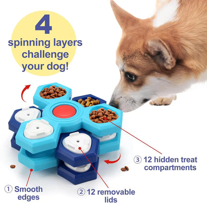 Interactive Slow Feeder Dog Bowl, Multi-Layer Rotating Puzzle Design, Non-Slip Latex Bowl for Small to Large Dogs - product view 4