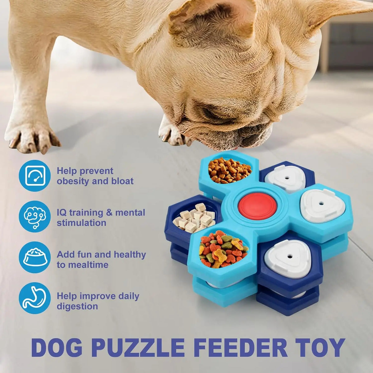 Interactive Slow Feeder Dog Bowl, Multi-Layer Rotating Puzzle Design, Non-Slip Latex Bowl for Small to Large Dogs - product view 5