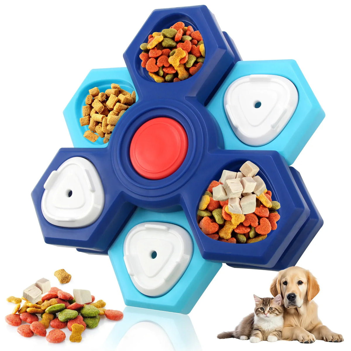 Interactive Slow Feeder Dog Bowl, Multi-Layer Rotating Puzzle Design, Non-Slip Latex Bowl for Small to Large Dogs - product view 6