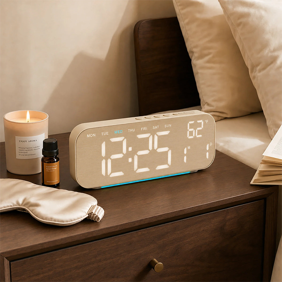 10-Inch Digital Alarm Clock with Ambient Light, Dual Alarms, Auto-Dimming LED Display, Timer and USB-C for Bedroom - product view 5