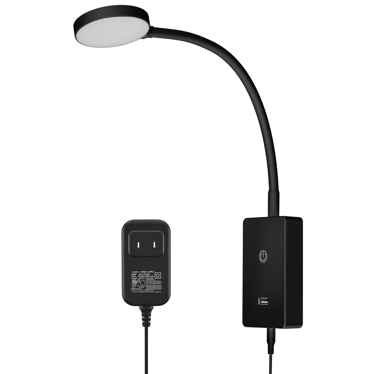 Touch-Controlled Bedside Wall Lamp, Dimmable LED Reading Light, 4 Brightness Levels, 500lm, USB Charging Port - product view 2
