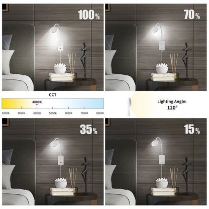 Touch-Controlled Bedside Wall Lamp, Dimmable LED Reading Light, 4 Brightness Levels, 500lm, USB Charging Port - product view 5