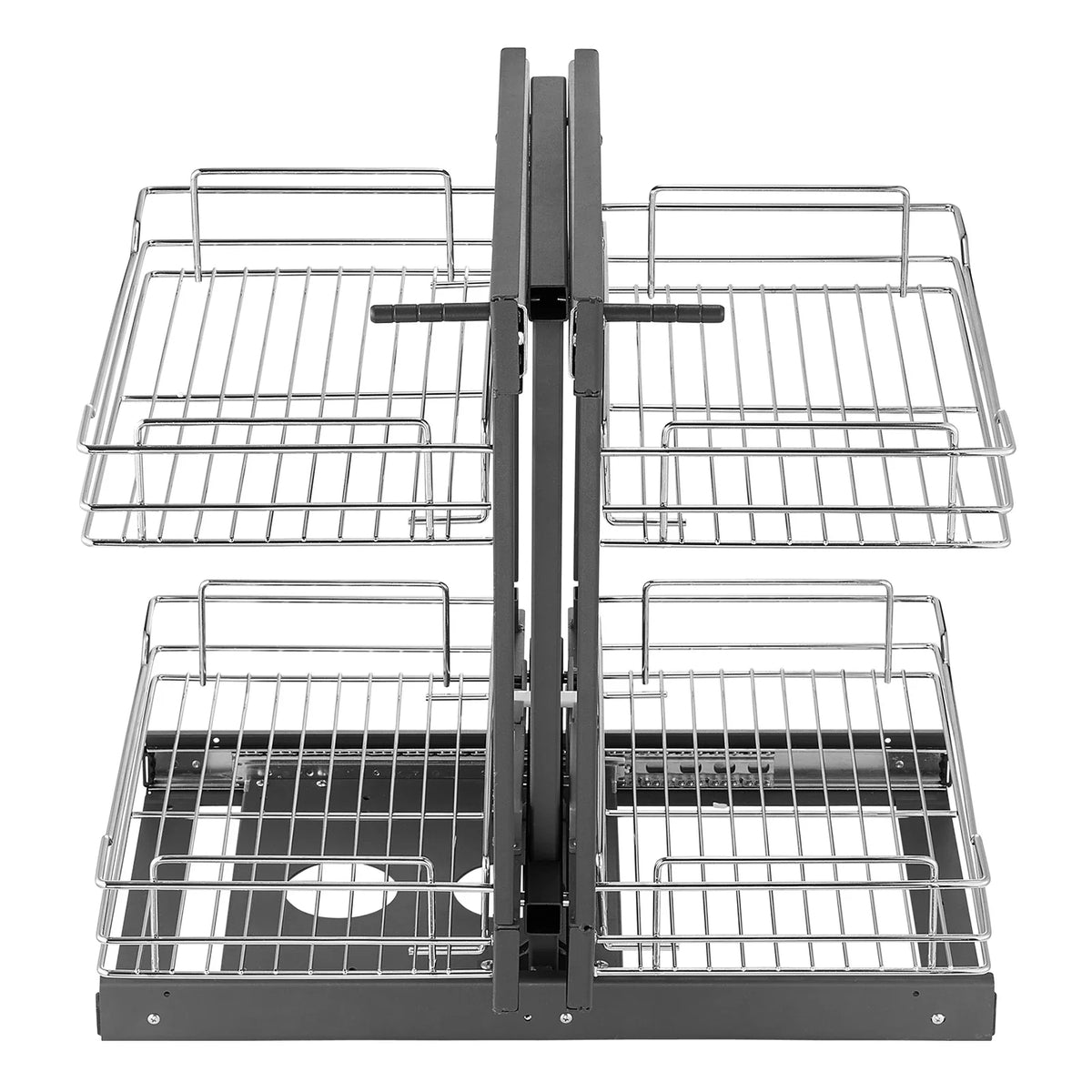 Pull-Out Cabinet Organizer, Stainless Steel Kitchen Storage, Self-Contained Installation, 2-Layer or 3-Layer Options - product view 1
