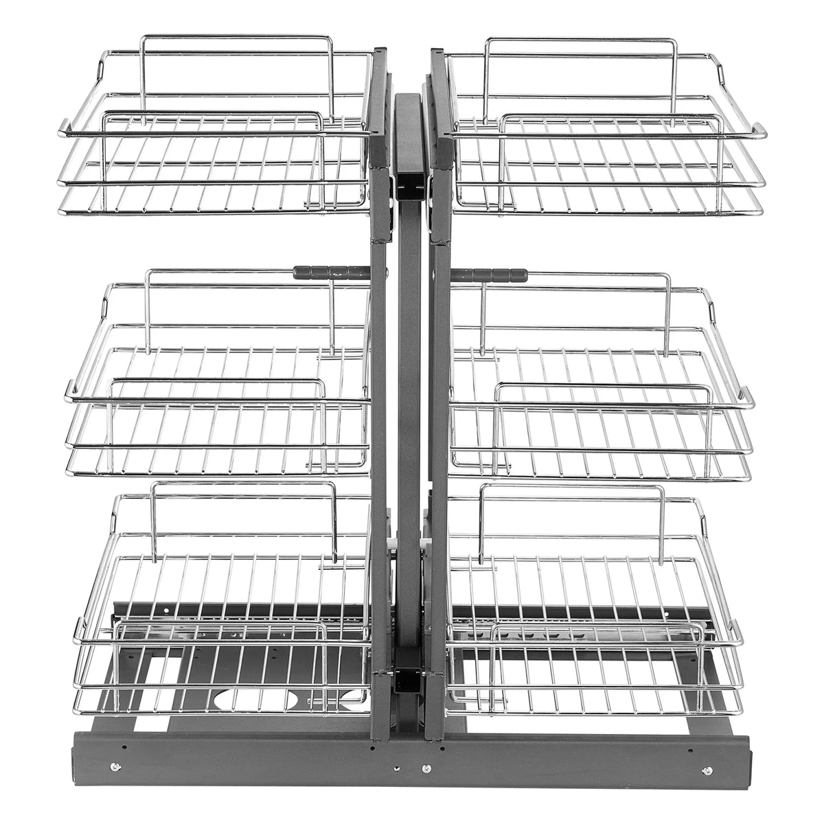 Pull-Out Cabinet Organizer, Stainless Steel Kitchen Storage, Self-Contained Installation, 2-Layer or 3-Layer Options - product view 2