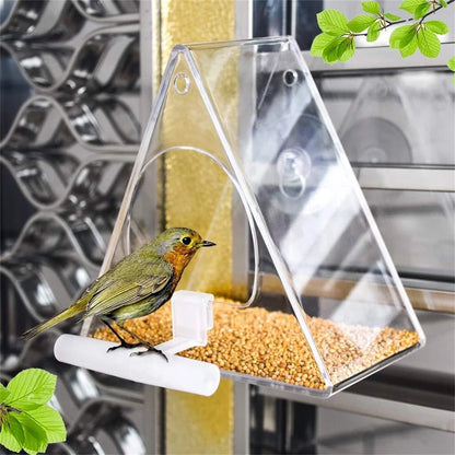 Window Bird Feeder, Clear Acrylic Hanging Feeder with Strong Suction Cup Mount for Garden, Yard and Patio - product view 1