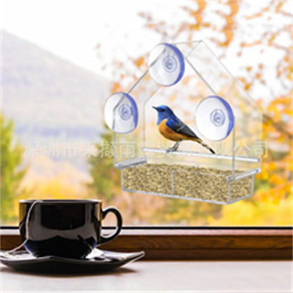 Window Bird Feeder, Clear Acrylic Hanging Feeder with Strong Suction Cup Mount for Garden, Yard and Patio - product view 5