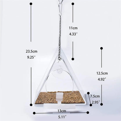 Window Bird Feeder, Clear Acrylic Hanging Feeder with Strong Suction Cup Mount for Garden, Yard and Patio - product view 6