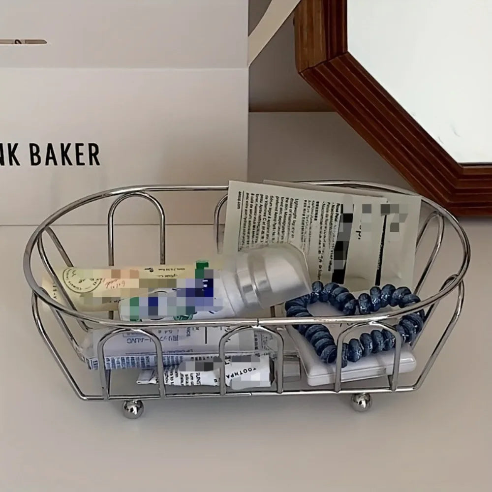 Stainless Steel Storage Basket, Reusable Metal Frame Organizer for Jewelry, Cosmetics and Small Items - product view 2
