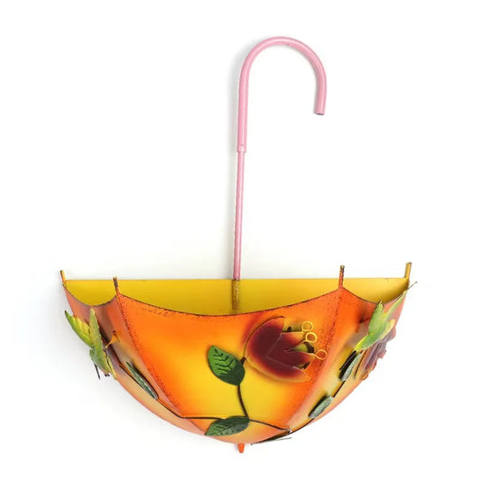 Umbrella-Shaped Wall-Mounted Flower Basket, Metal Hanging Planter with Drainage Holes for Indoor or Outdoor Décor - product view 1