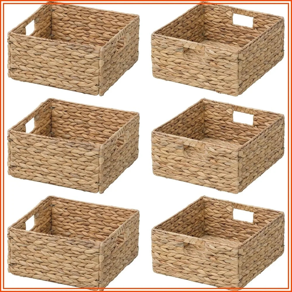 6-Pack Plastic Storage Baskets, 12 × 12 × 6 in Waterproof Organizer Bins with Handles for Shelves and Closets - product view 1