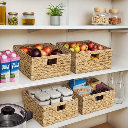 6-Pack Plastic Storage Baskets, 12 × 12 × 6 in Waterproof Organizer Bins with Handles for Shelves and Closets - product view 2