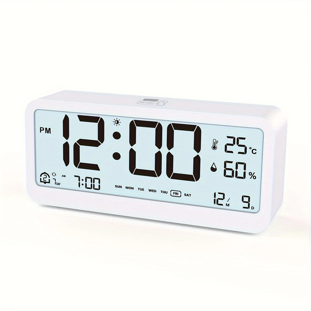 Digital LED Alarm Clock with Temperature and Humidity Display, Dual Alarm, Adjustable Brightness for Home or Office - product view 2