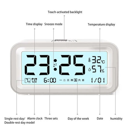 Digital LED Alarm Clock with Temperature and Humidity Display, Dual Alarm, Adjustable Brightness for Home or Office - product view 6