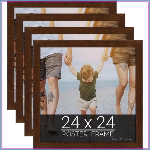 24 × 24 Inch Picture Frame 4-Pack, Bamboo Frames with Mocha Walnut Finish, Plexiglass Front for Photos, Posters and Puzzles - product view 1