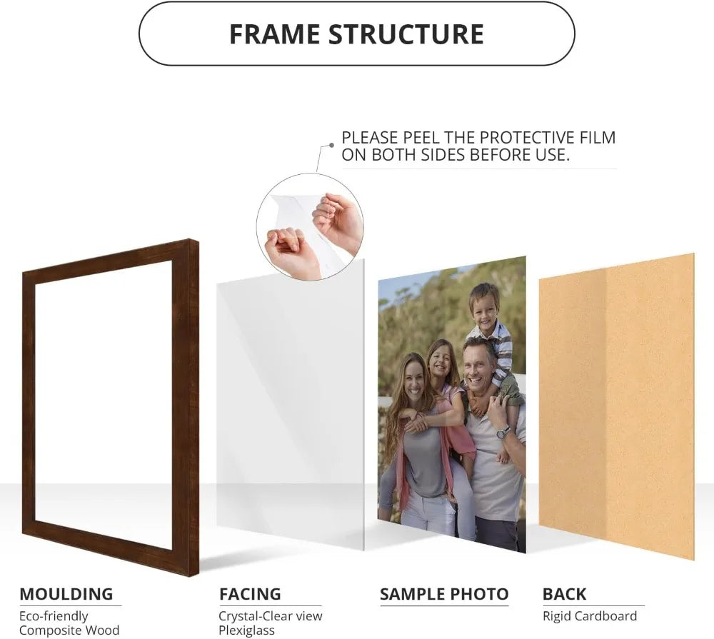 24 × 24 Inch Picture Frame 4-Pack, Bamboo Frames with Mocha Walnut Finish, Plexiglass Front for Photos, Posters and Puzzles - product view 4