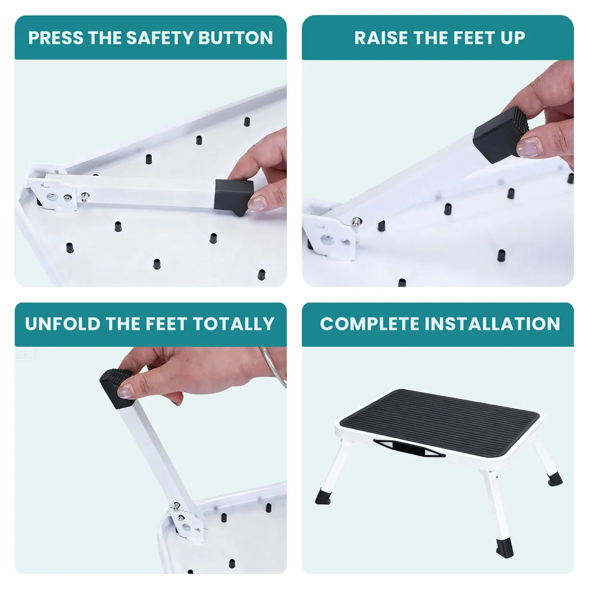 Folding Step Ladder Stool, One-Step Metal Platform with Non-Slip Feet, 330 lb Capacity, Carry Handle for Home and RV - product view 5