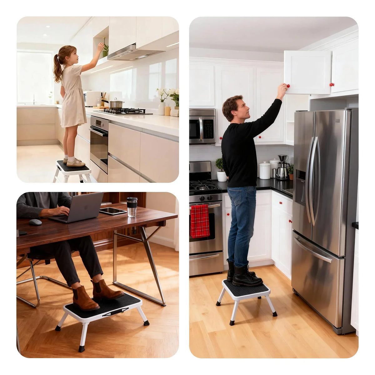 Folding Step Ladder Stool, One-Step Metal Platform with Non-Slip Feet, 330 lb Capacity, Carry Handle for Home and RV - product view 6