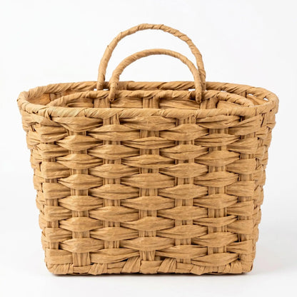 Handwoven Water Hyacinth Hanging Baskets Set of 2, Woven Wall Storage and Decorative Entryway Flower Baskets - product view 1