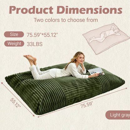 Convertible Bean Bag Chair and Mat, Machine-Washable Cover, Self-Contained Setup for Adults, Living Rooms, Bedrooms and Studies - product view 1